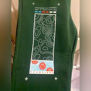 green graphic sweatpants